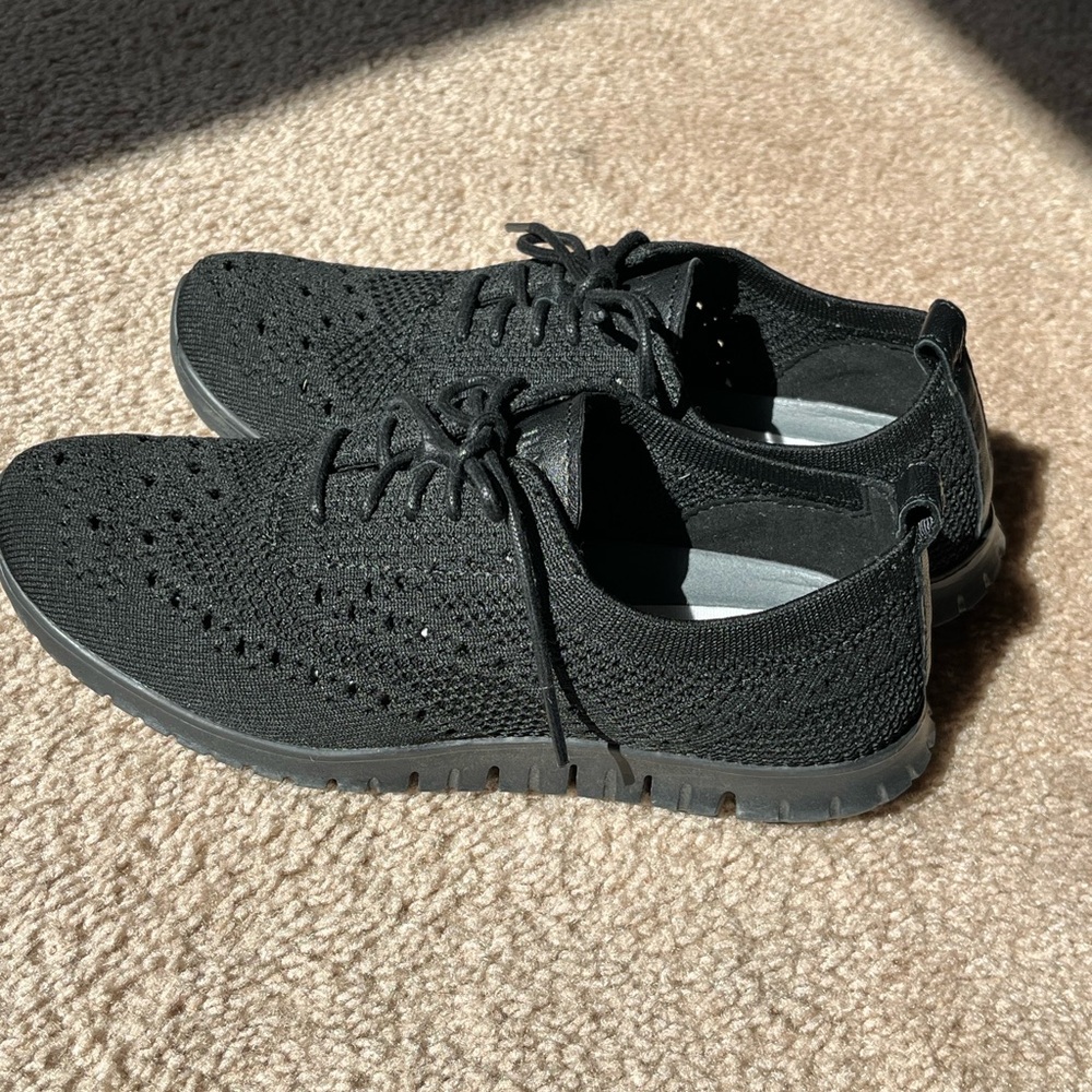 Cole Haan Black Knit Zerogrand Stitchlight Oxford Shoes Womens Size 6